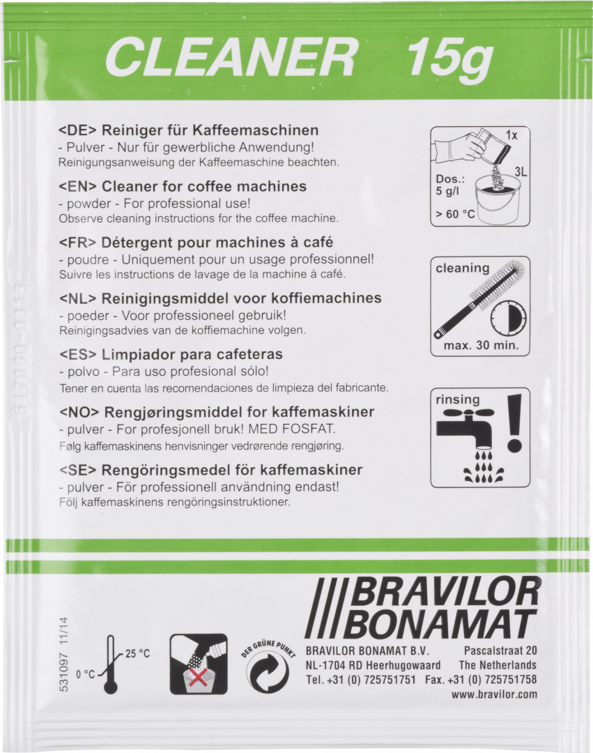 Product angle 1 - Cleaner doos met 4x15 sachets à 15 gram